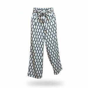Black & White Geometric Tie-Waist Pants